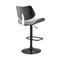 Armen Living Leland Adjustable Gray Faux Leather and Black Finish Bar Stool LCLEBABLGR - alternate 6